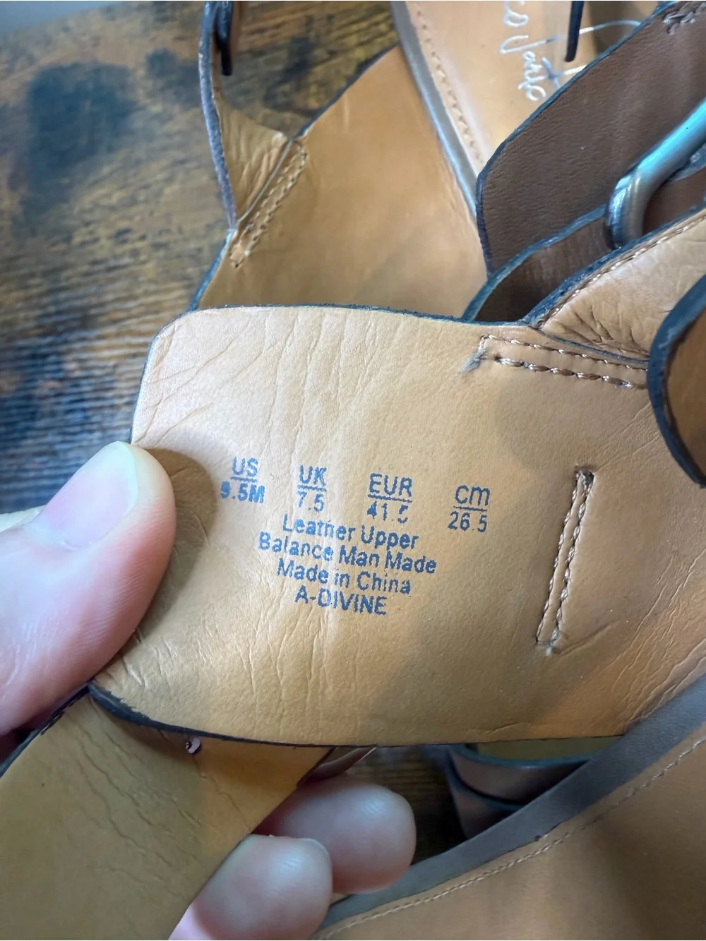 Franco Sarto Divine wedge sandals brown leather straps metallic buckle Size 9.5